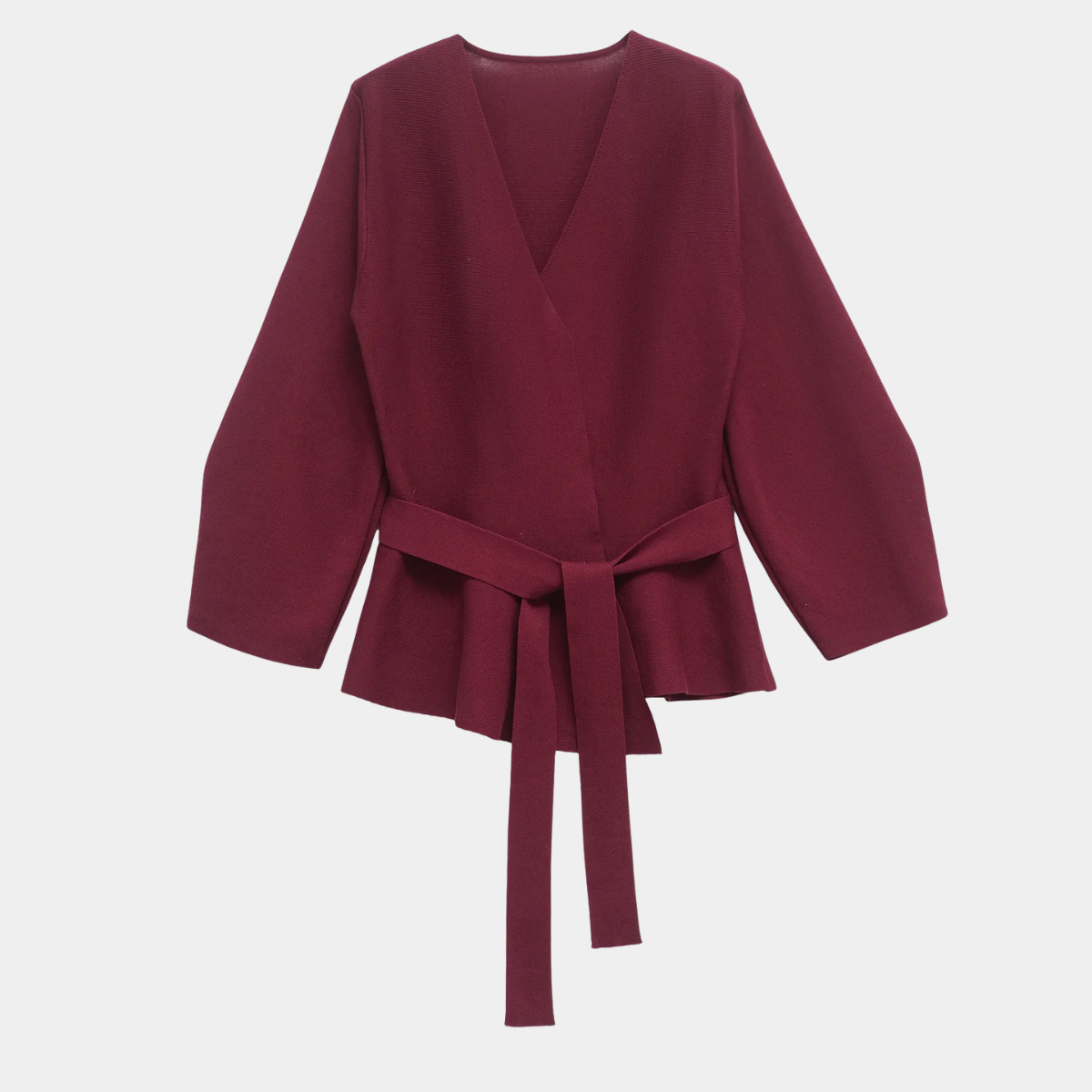 V Neck Blouse with Tie Waist – Elegant Long Sleeve Top