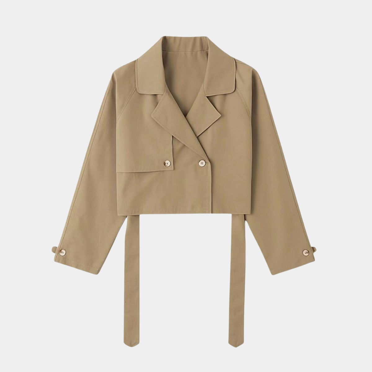 Cropped Trench Coat – Casual Streetwear Belted Coat for Men