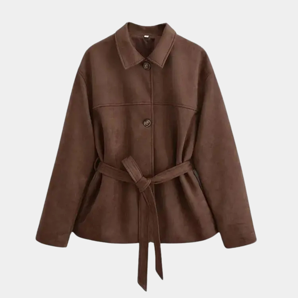 Elegant Belted Suede Jacket – Elegant Fit