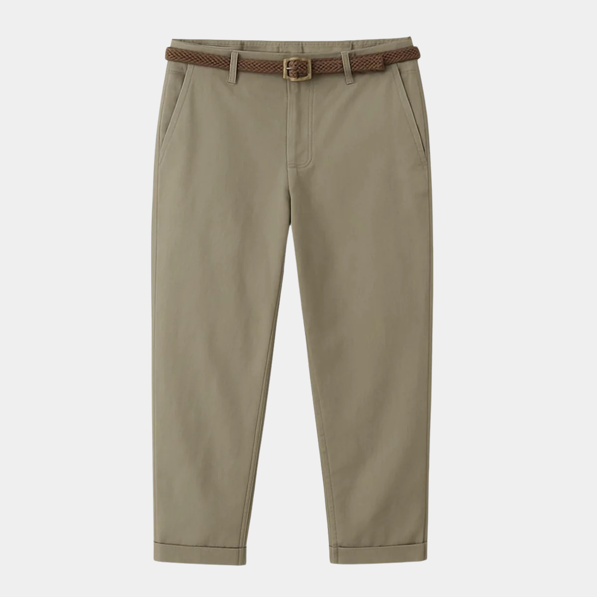 High Waist Tapered Trousers – Belted Pants with Side Pockets