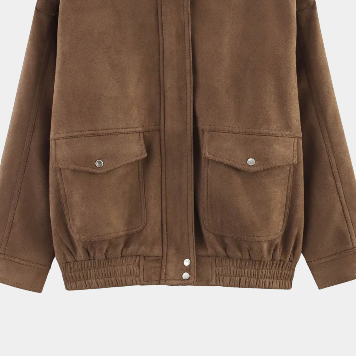 Suede Bomber Jacket – Casual Zip Up Coat
