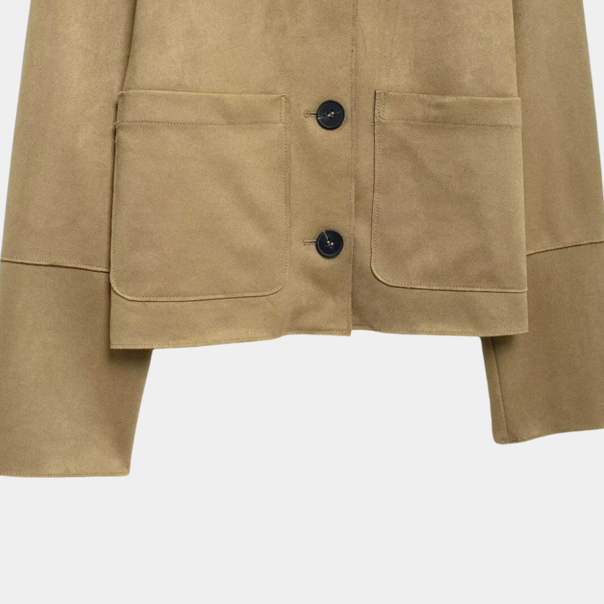 Cropped Suede Button Up Jacket – Casual Coat