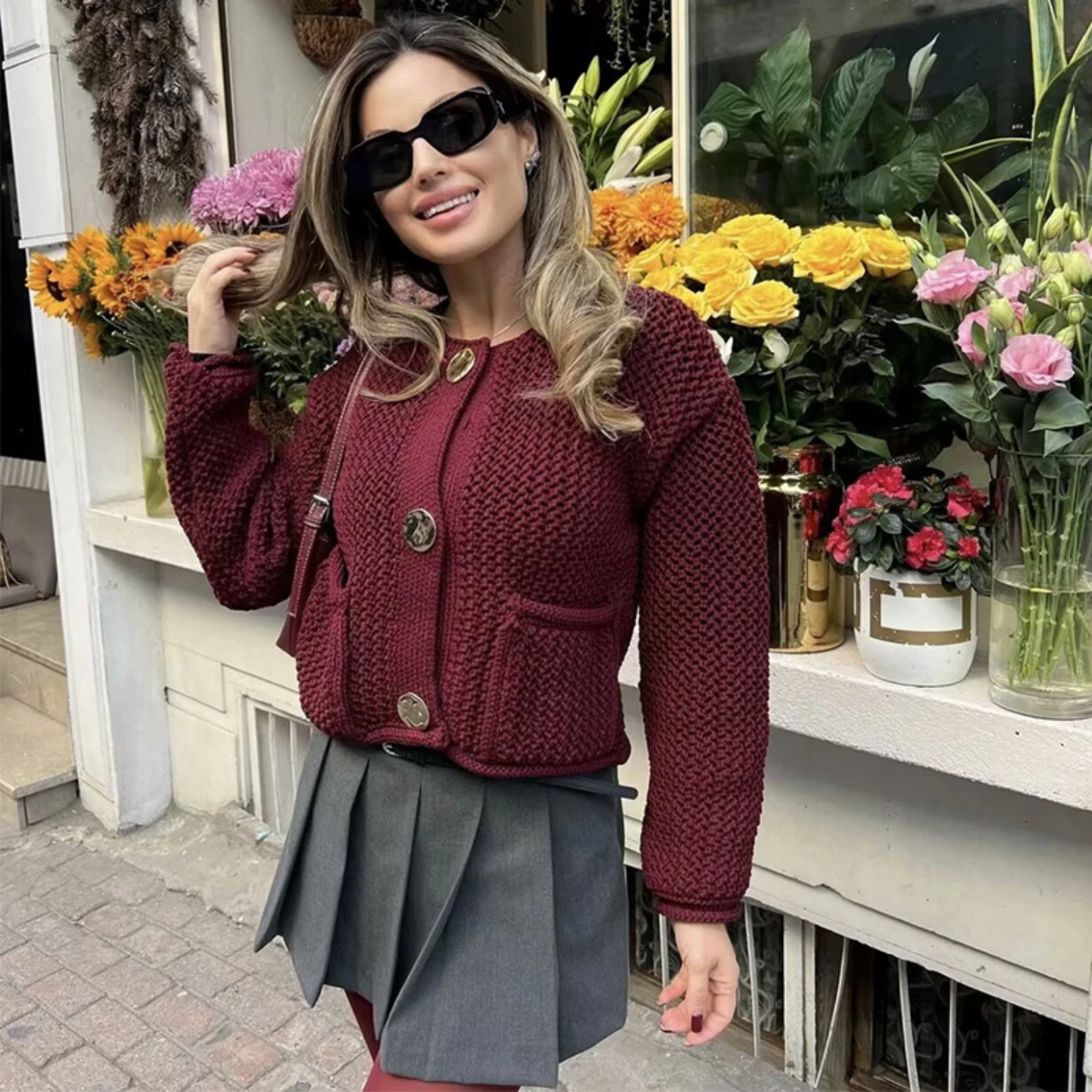 Chunky Knit Cardigan – Button Up Casual Sweater