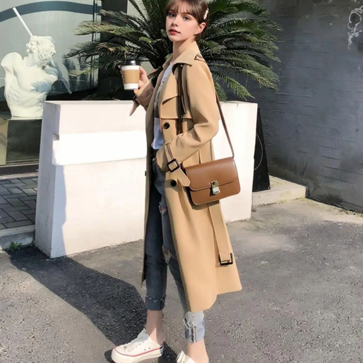 Women's Double Breasted Trench Coat – Long Belted Overcoat