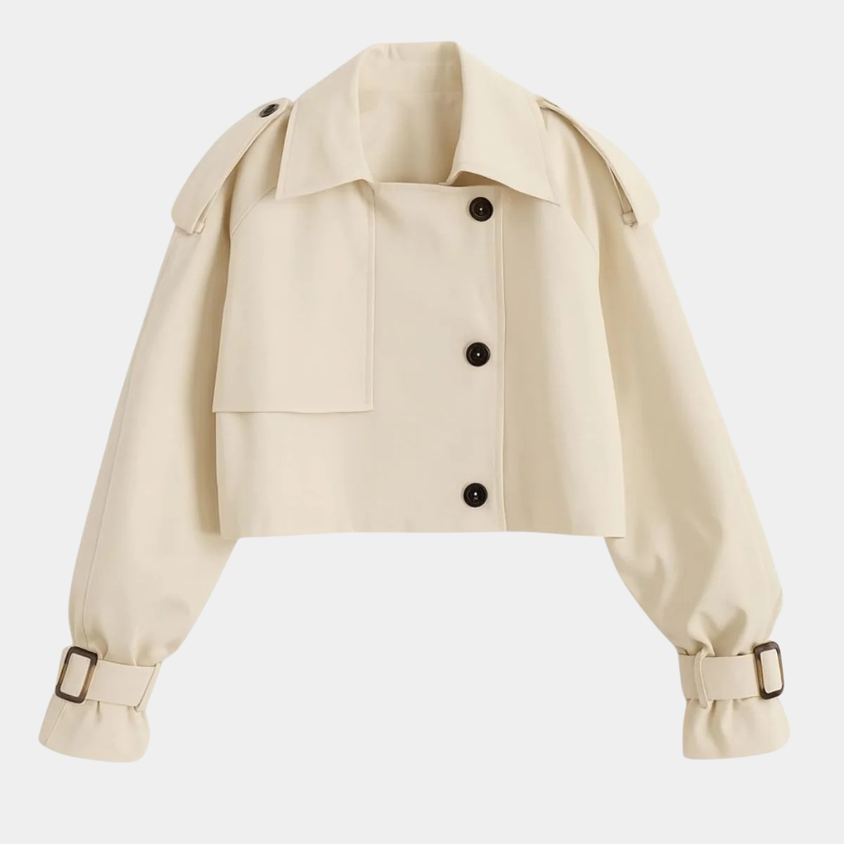 Women's Cropped Trench Coat – Short Double Breasted Jacket