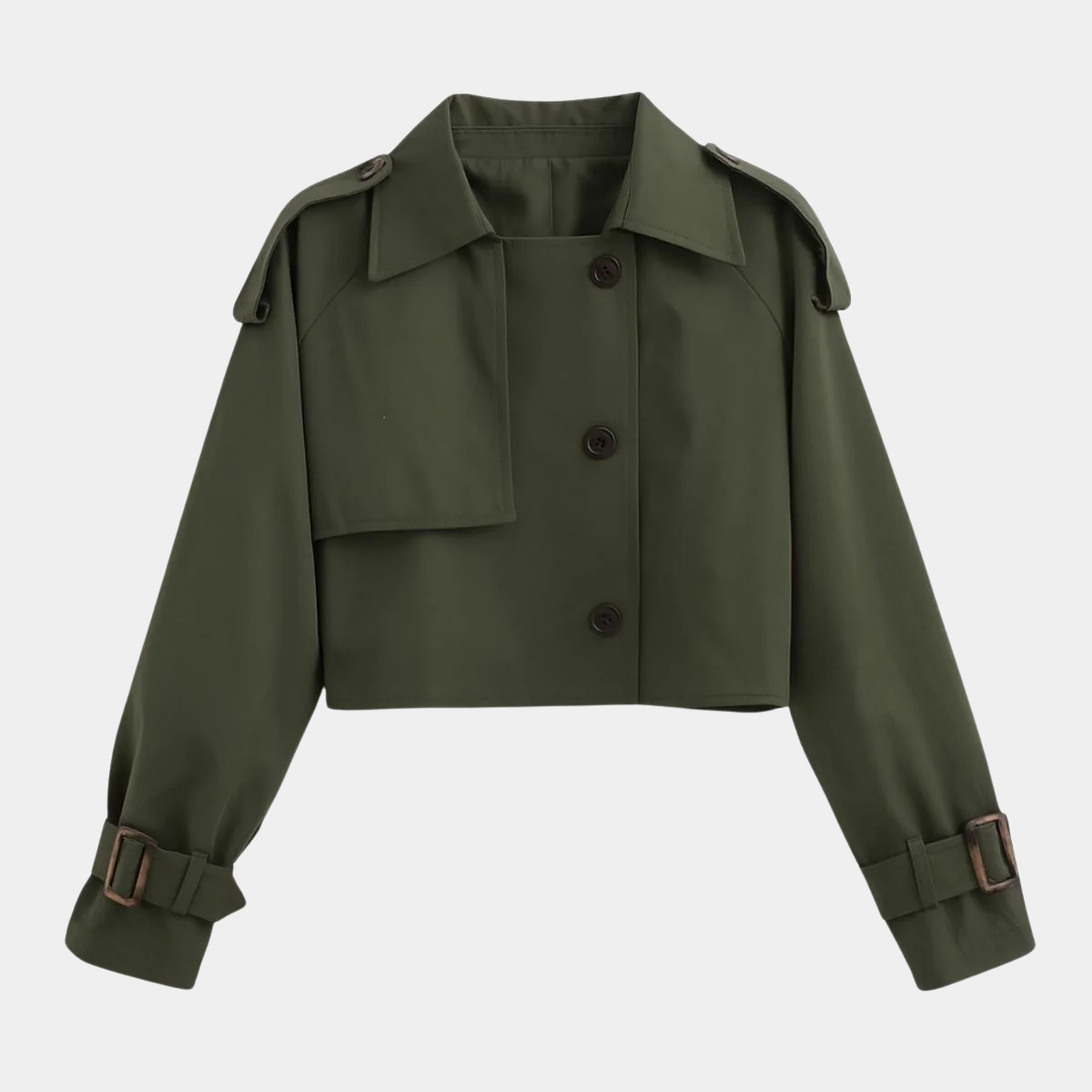 Women's Cropped Trench Coat – Short Double Breasted Jacket
