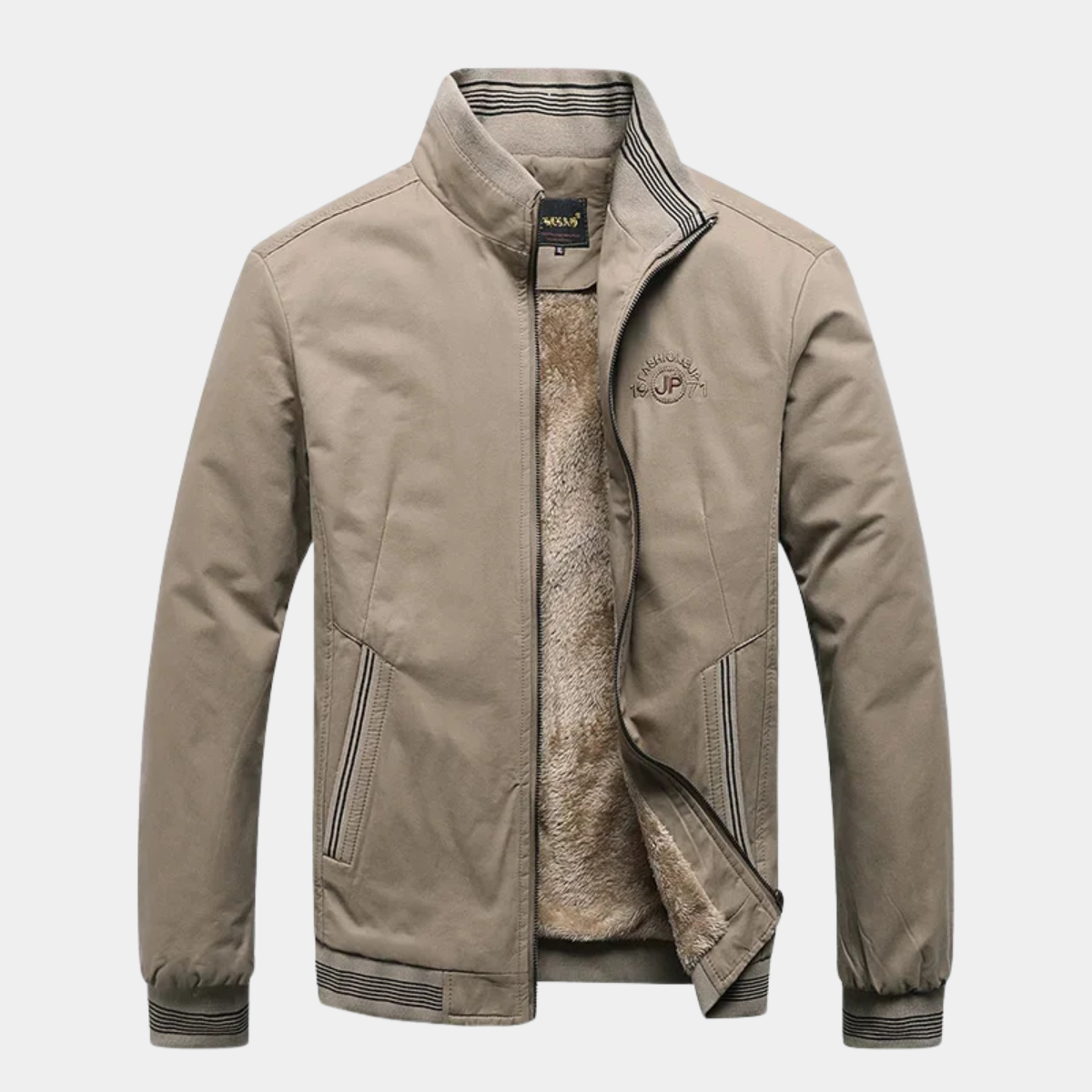Winter Fleece Lined Jacket – Warm Casual Zip Up Coat
