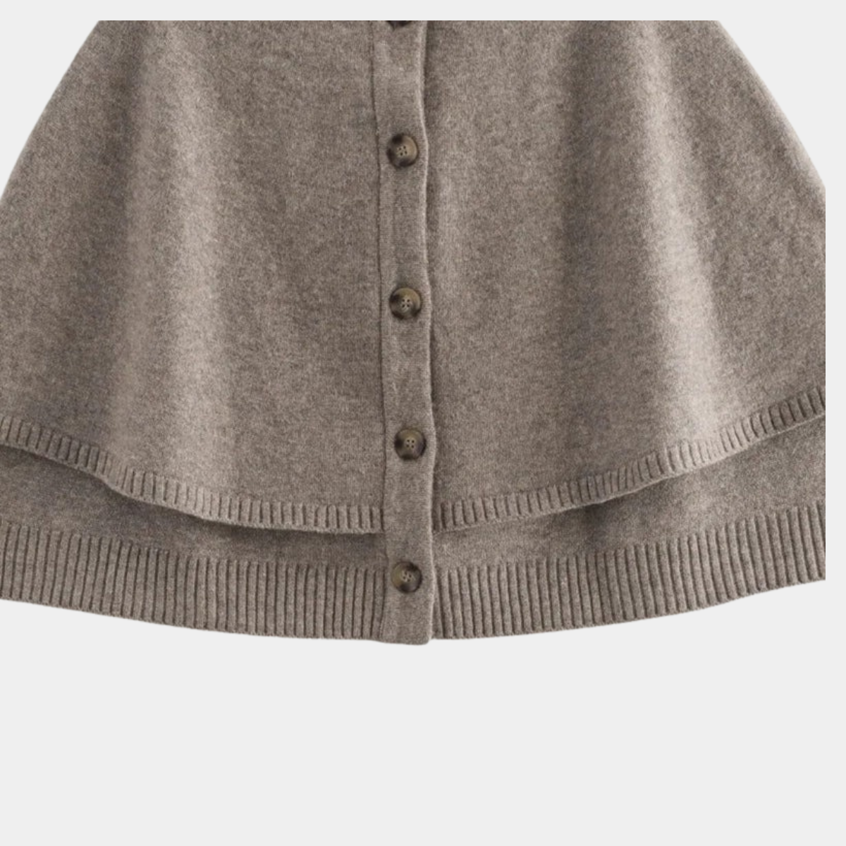 Grey Buttoned Cape Cardigan – Wool Blend Poncho Style