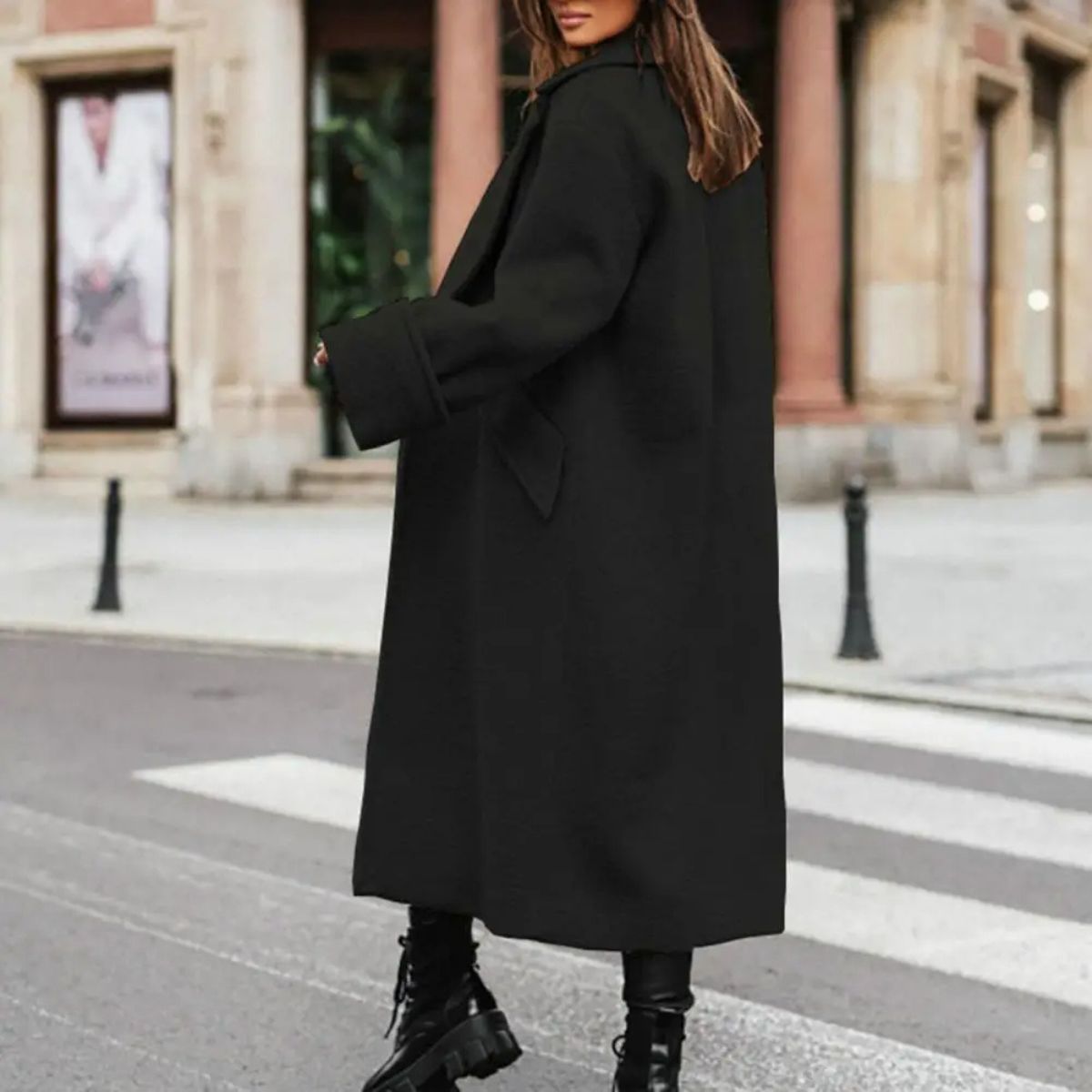 Trendy Oversized Coat – Long Double Breasted Jacket