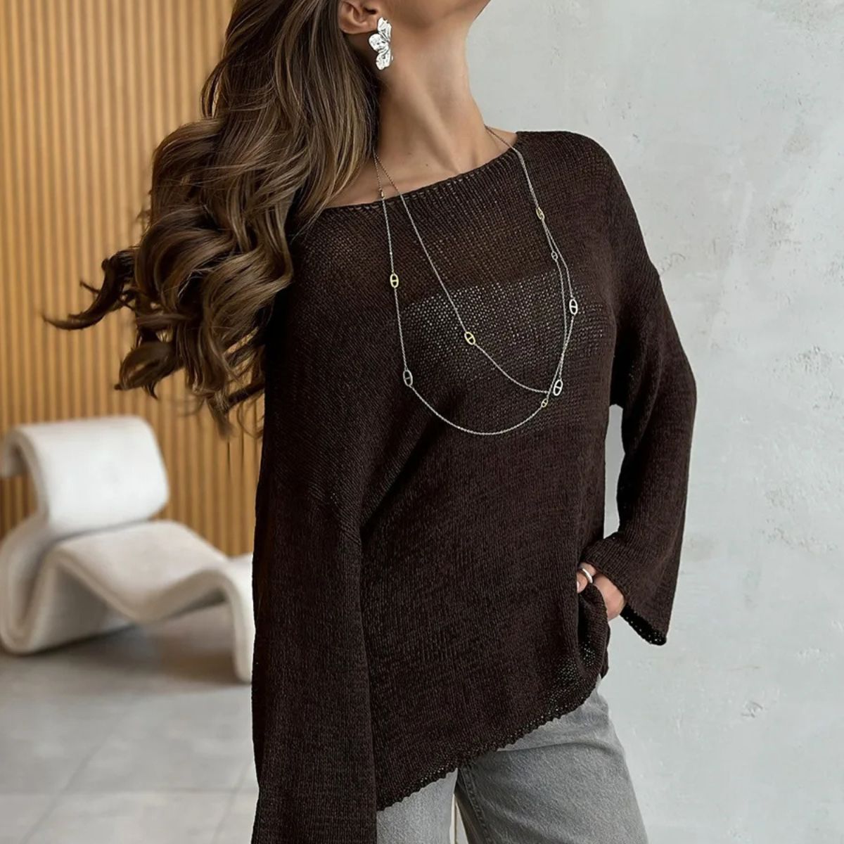 Trendy Loose Cotton Jumper – Lightweight Sweater