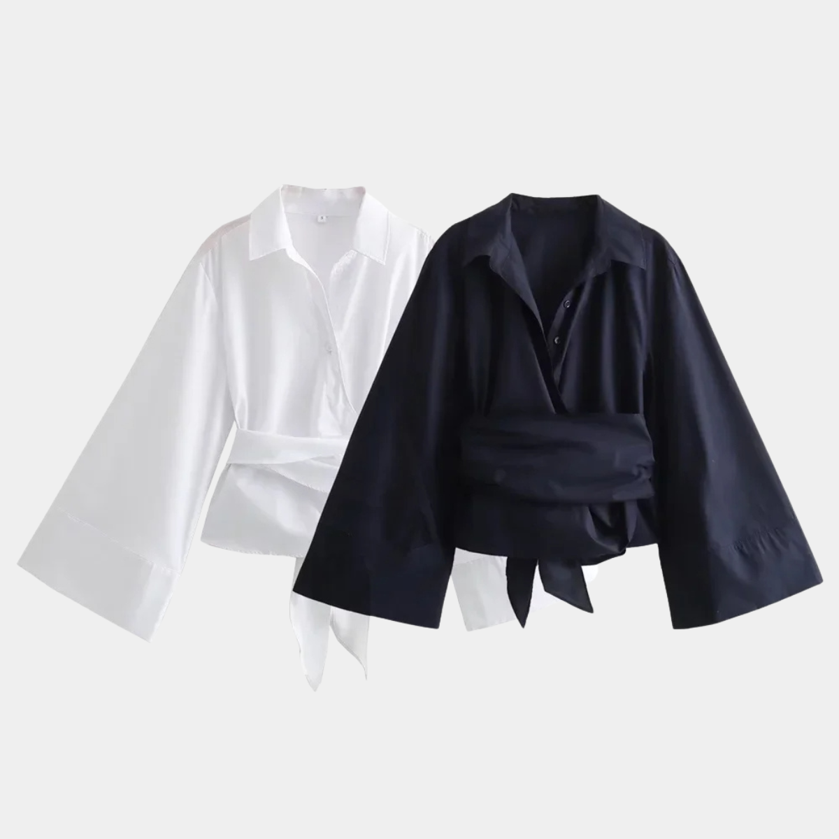Wrap Tie Blouse – Elegant Long Sleeve Shirt Top