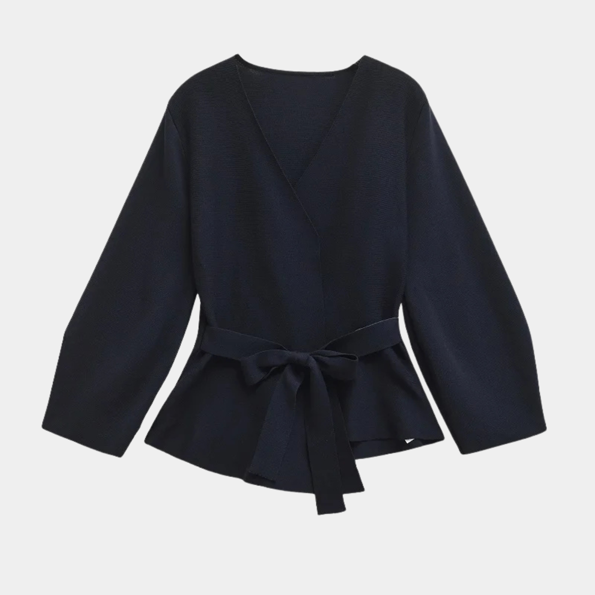 V Neck Blouse with Tie Waist – Elegant Long Sleeve Top