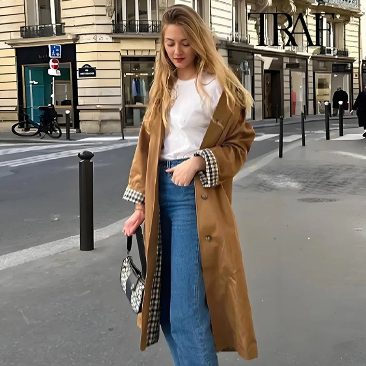 Long Trench Coat – Classic Checked Lining Overcoat