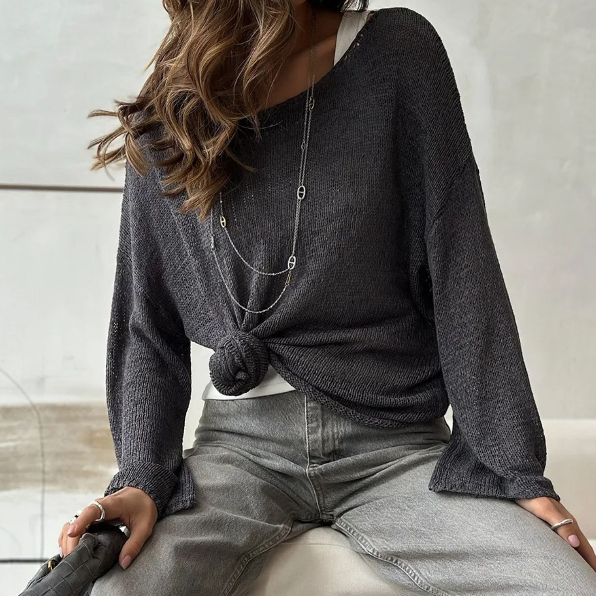 Trendy Loose Cotton Jumper – Lightweight Sweater