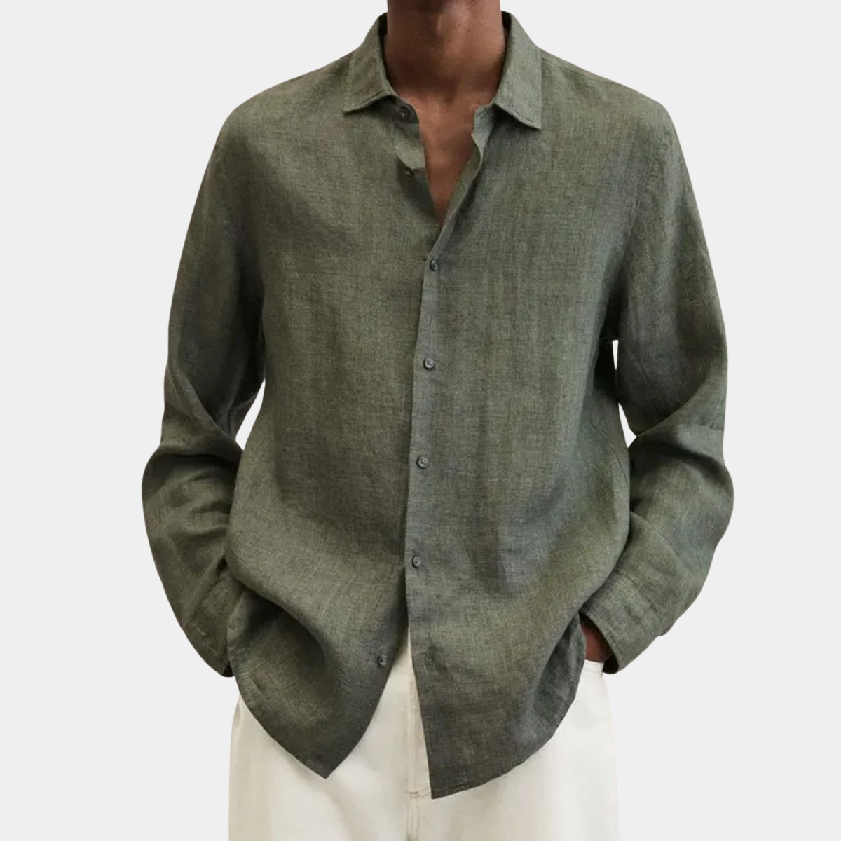 Men's Casual Linen Shirt – Long Sleeve Lightweight Top