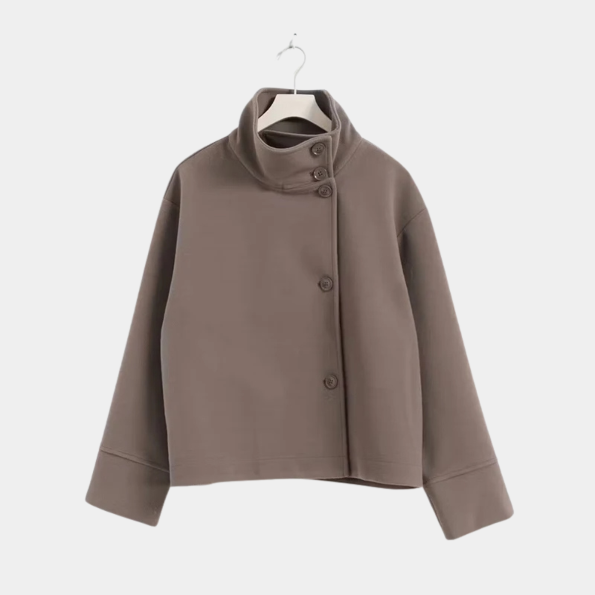 High Neck Short Coat – Stylish Button Up Jacket
