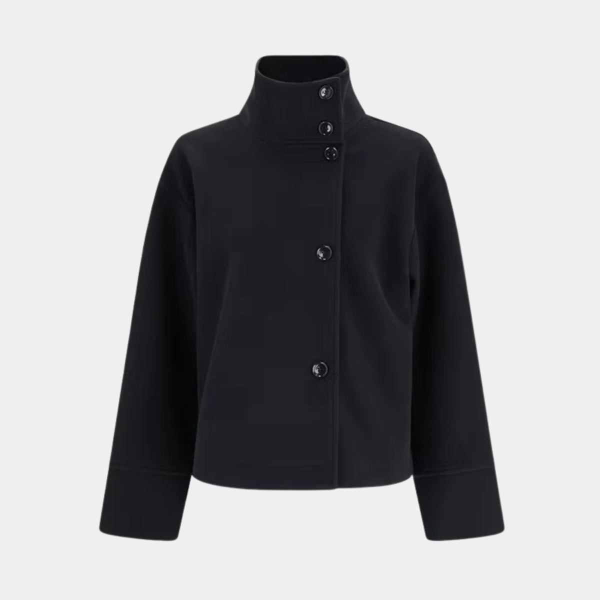High Neck Short Coat – Stylish Button Up Jacket