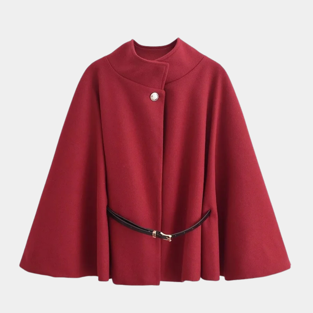Elegant Cape Coat – Belted Poncho Style Jacket