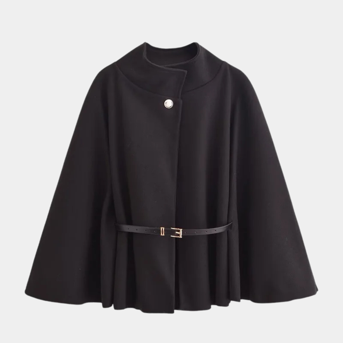 Elegant Cape Coat – Belted Poncho Style Jacket