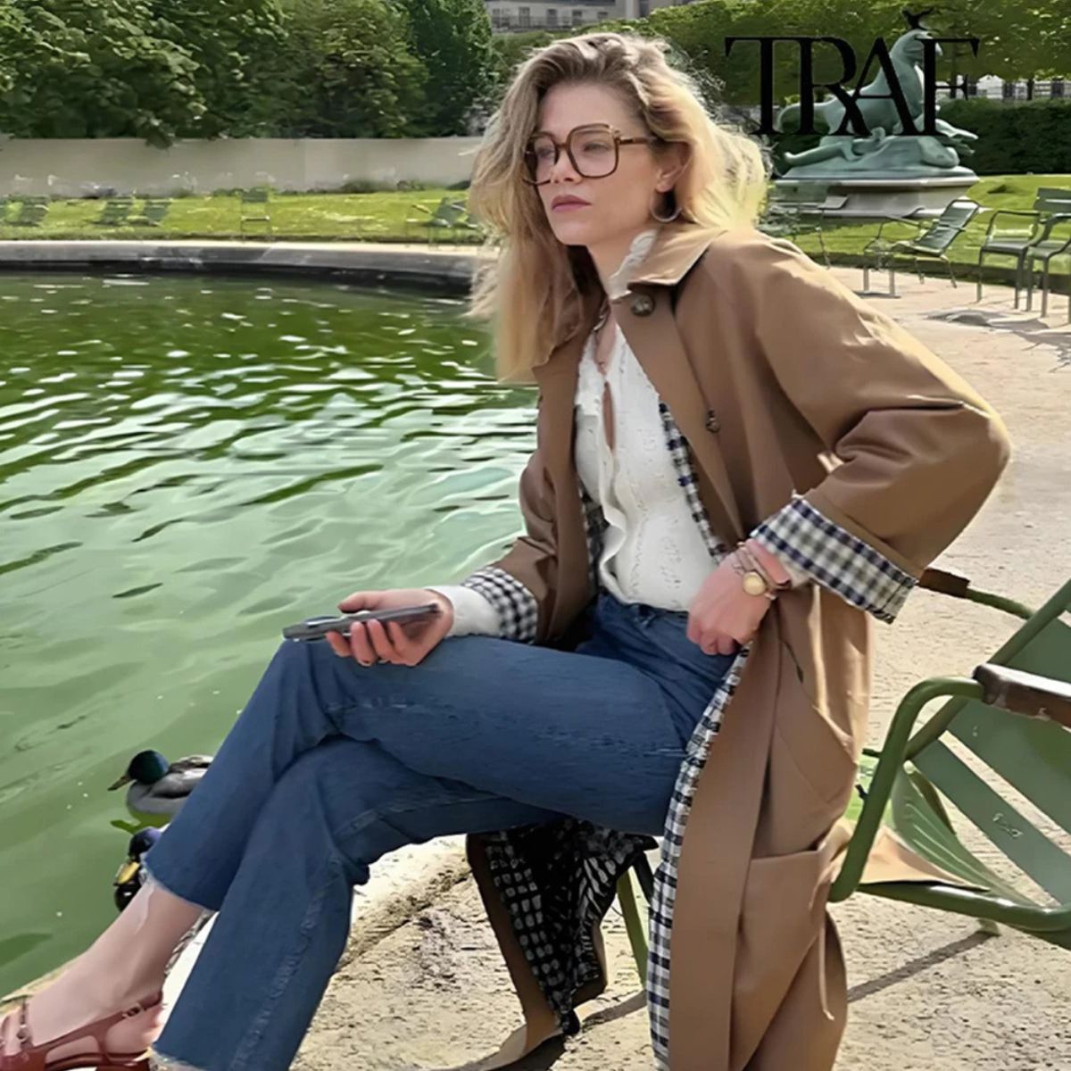 Long Trench Coat – Classic Checked Lining Overcoat