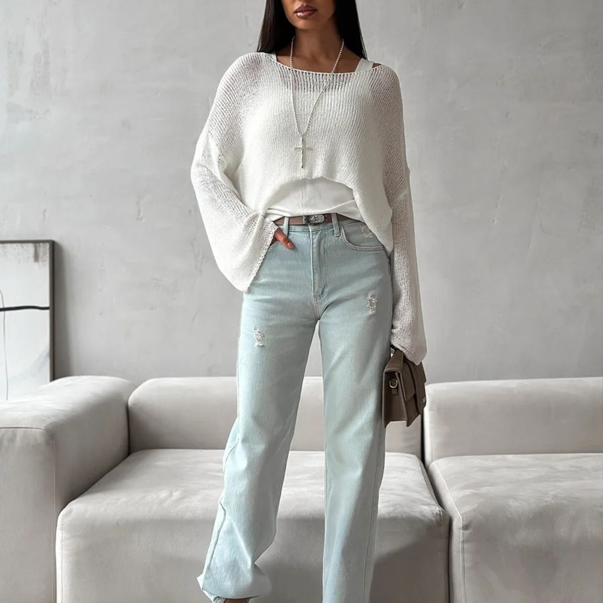 Trendy Loose Cotton Jumper – Lightweight Sweater