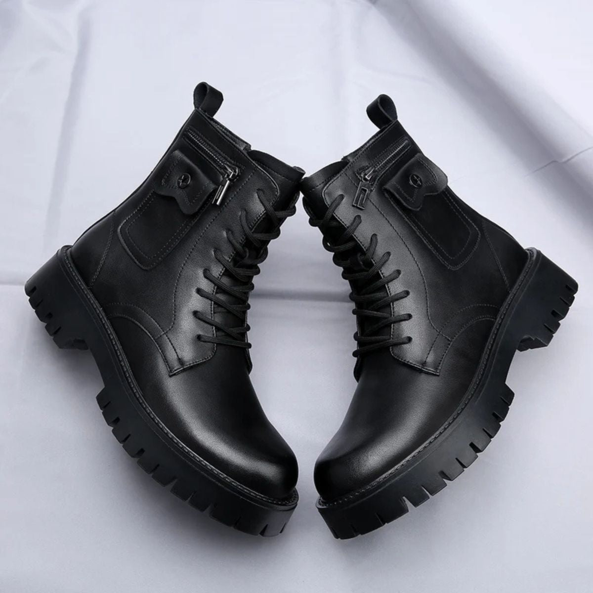 Leather Chealsea Boots – Lace Up Chunky Ankle Combat