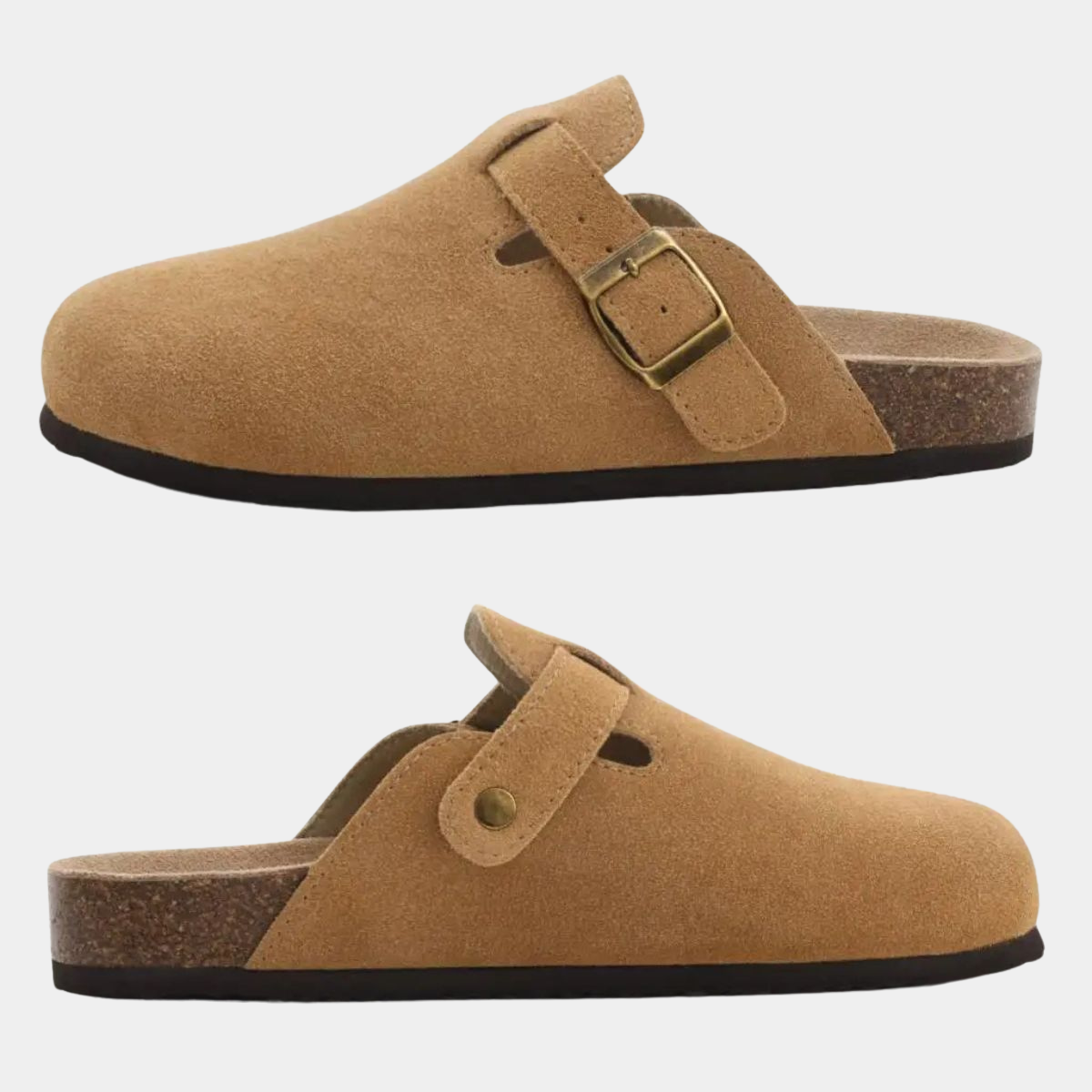 Classic Suede Clogs for Men – Buckle Slip On Shoes
