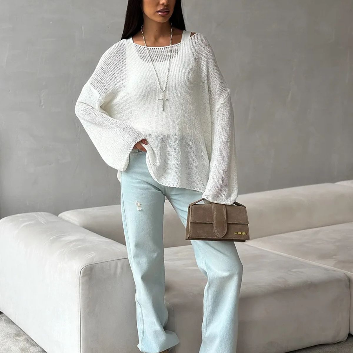 Trendy Loose Cotton Jumper – Lightweight Sweater