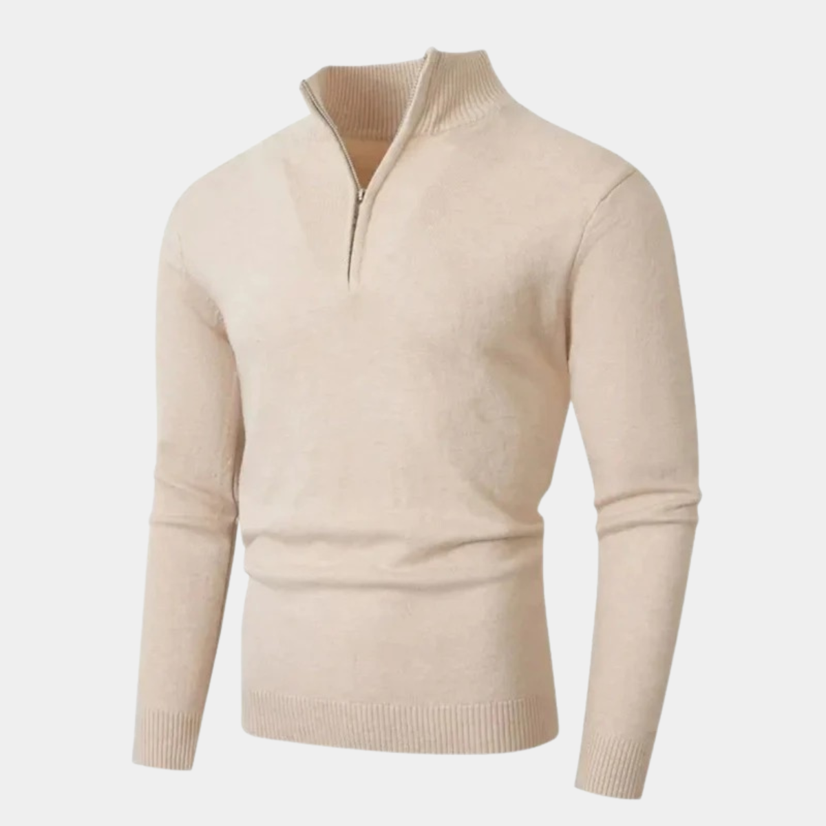 Casual Quarter Zip Knitted Jumper – Slim Fit Pullover