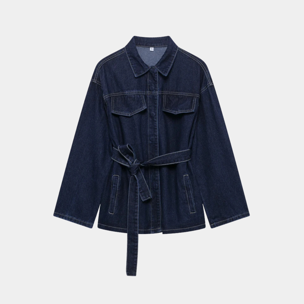 Denim Co ord Set – Belted Denim Jacket and Wide Leg Jeans