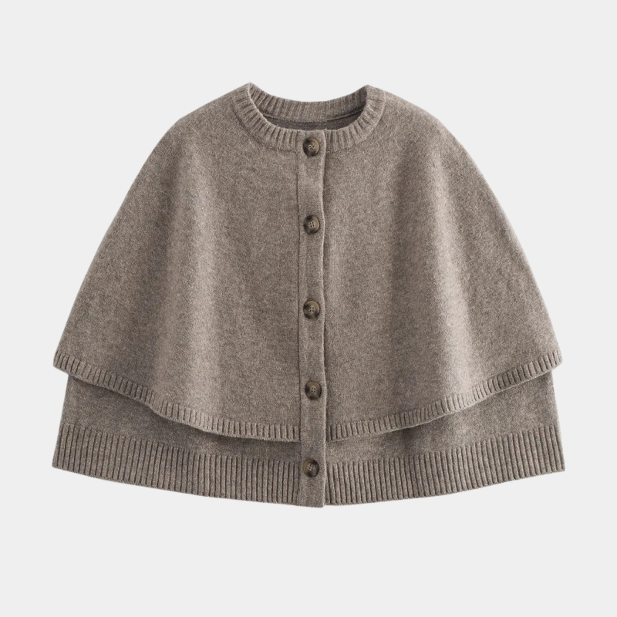 Wool Knit Cape Cardigan – Button Down Poncho Shawl Wrap