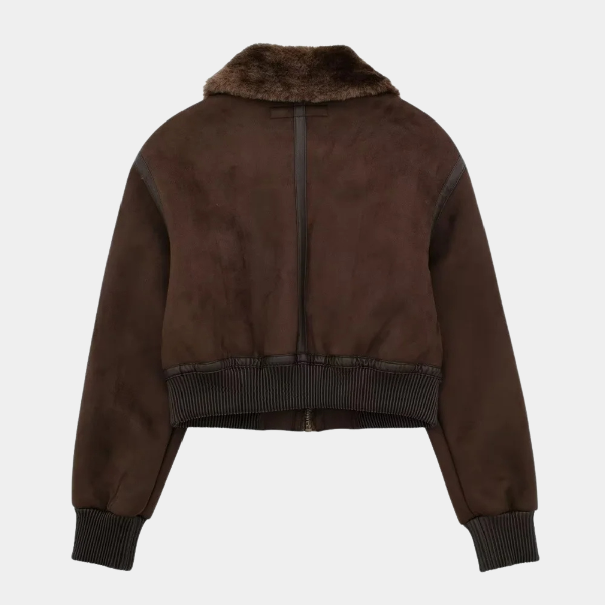 Elegant Jacket – Cropped Faux Fur Collar Bomber Coat