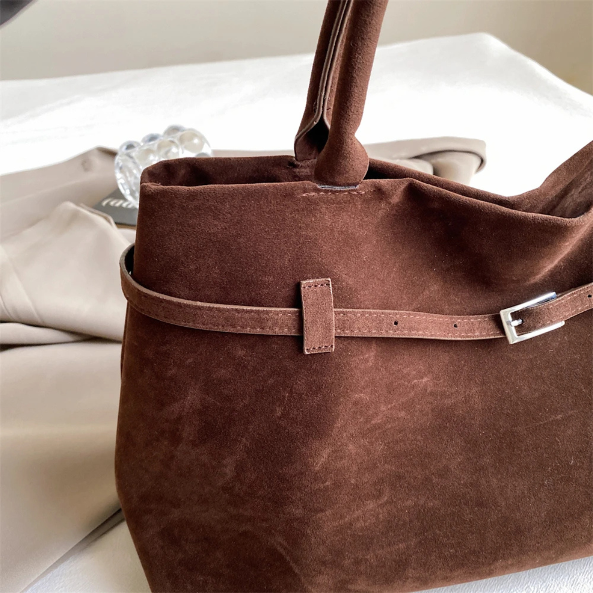 Suede Tote Bag – Large Handbag Shoulder Bag