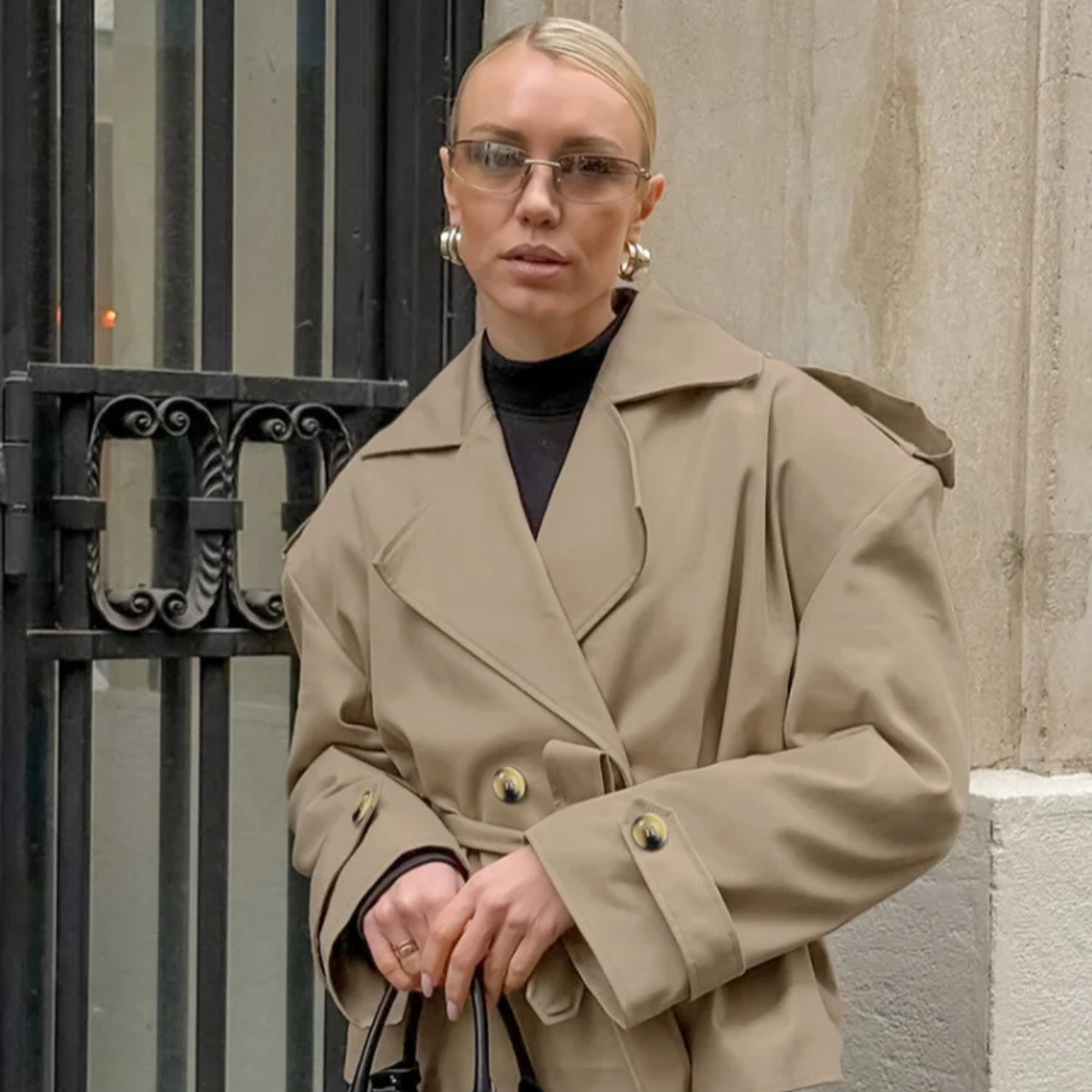 Belted Trench Coat – Classic Double Breasted Jacket