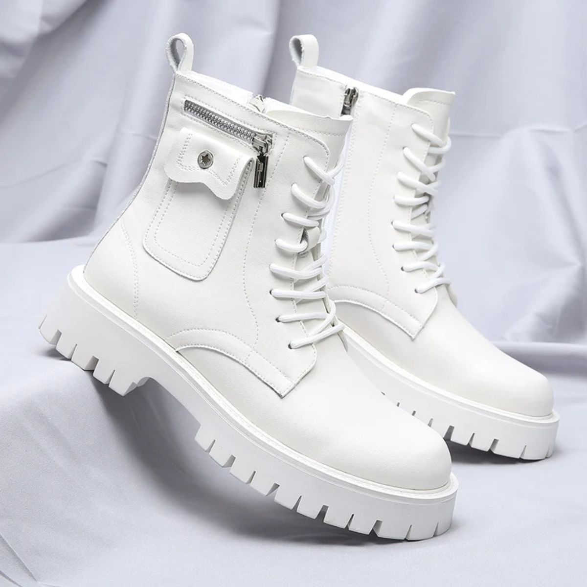 Leather Chealsea Boots – Lace Up Chunky Ankle Combat
