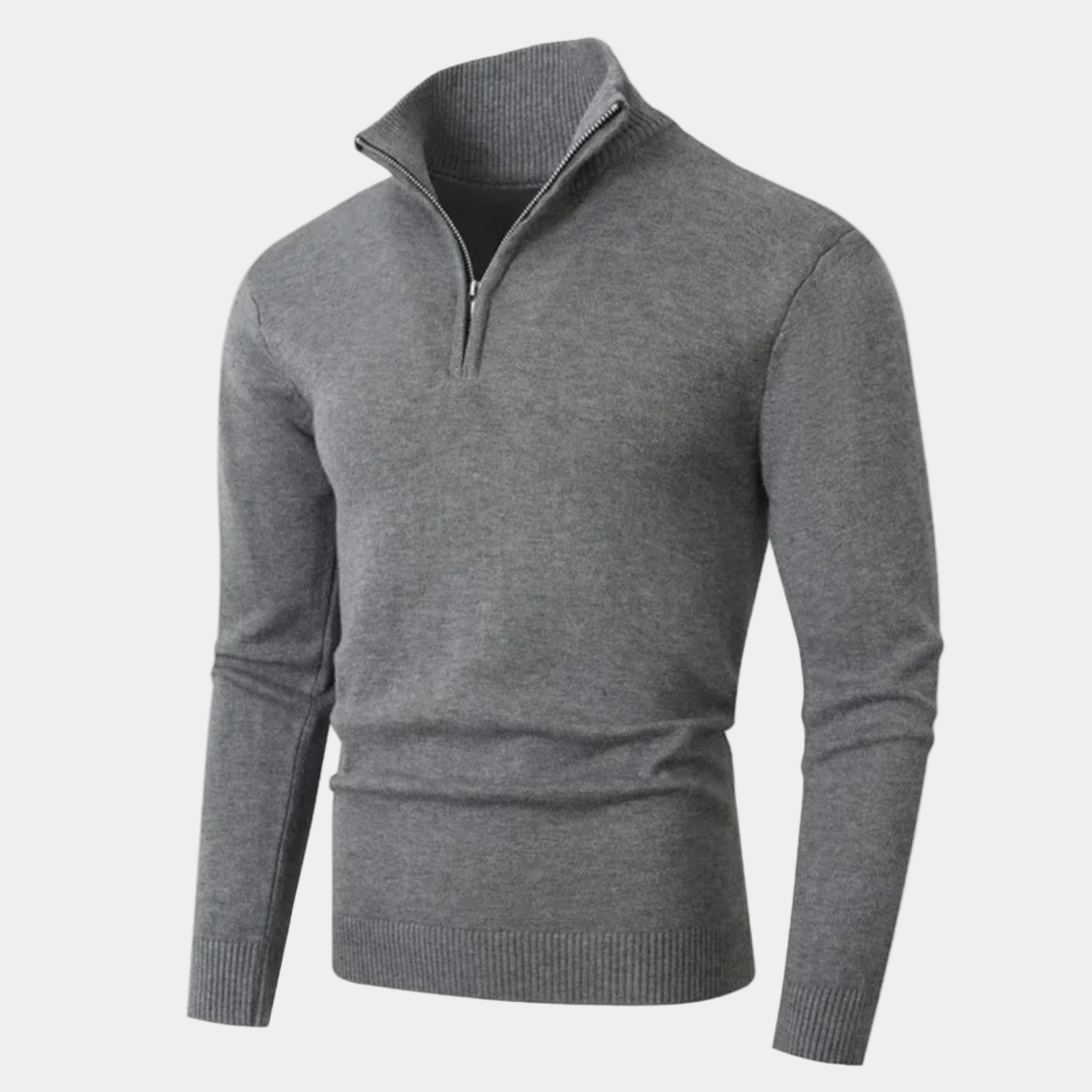 Casual Quarter Zip Knitted Jumper – Slim Fit Pullover