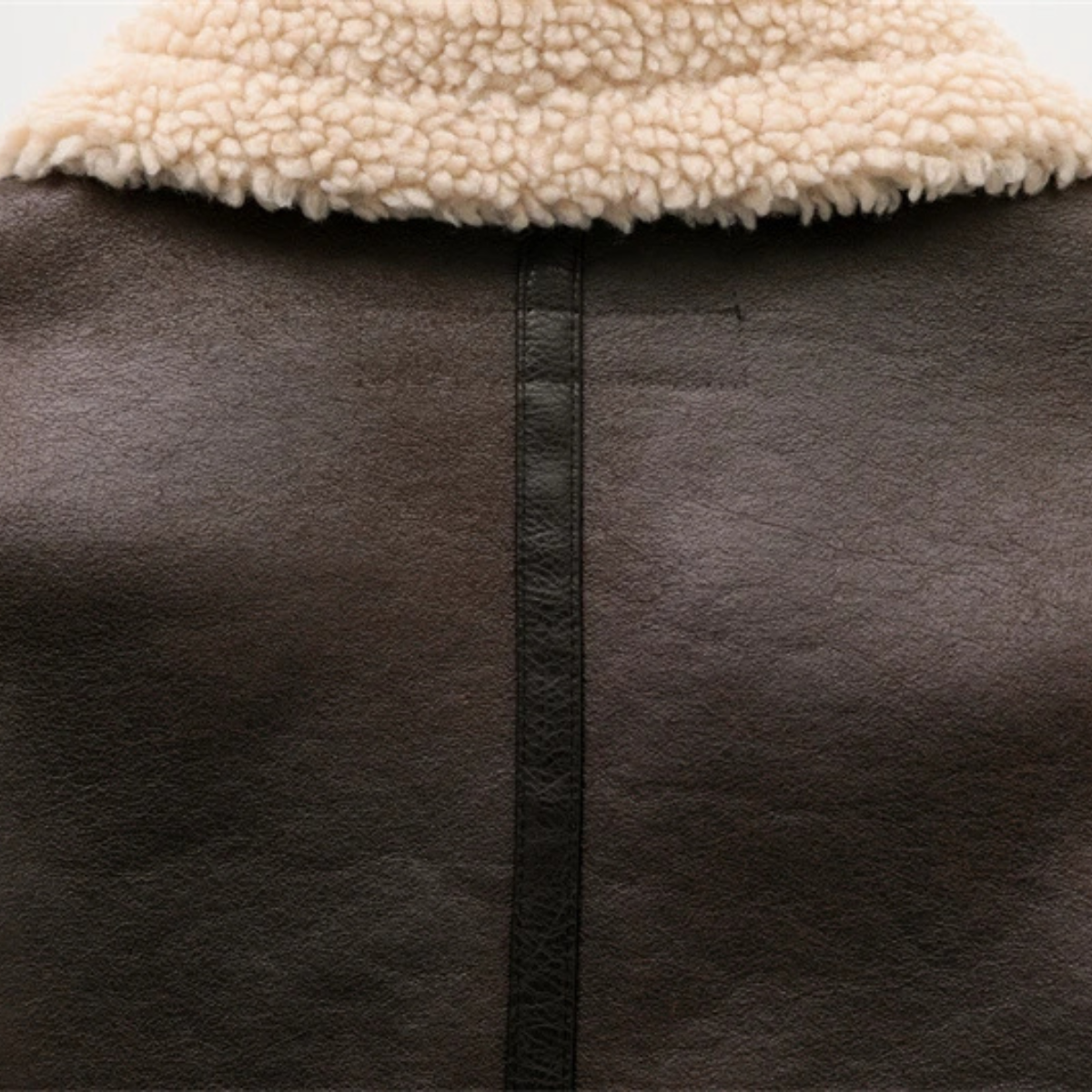 Cropped  Shearling Jacket – Faux Leather Winter Coat