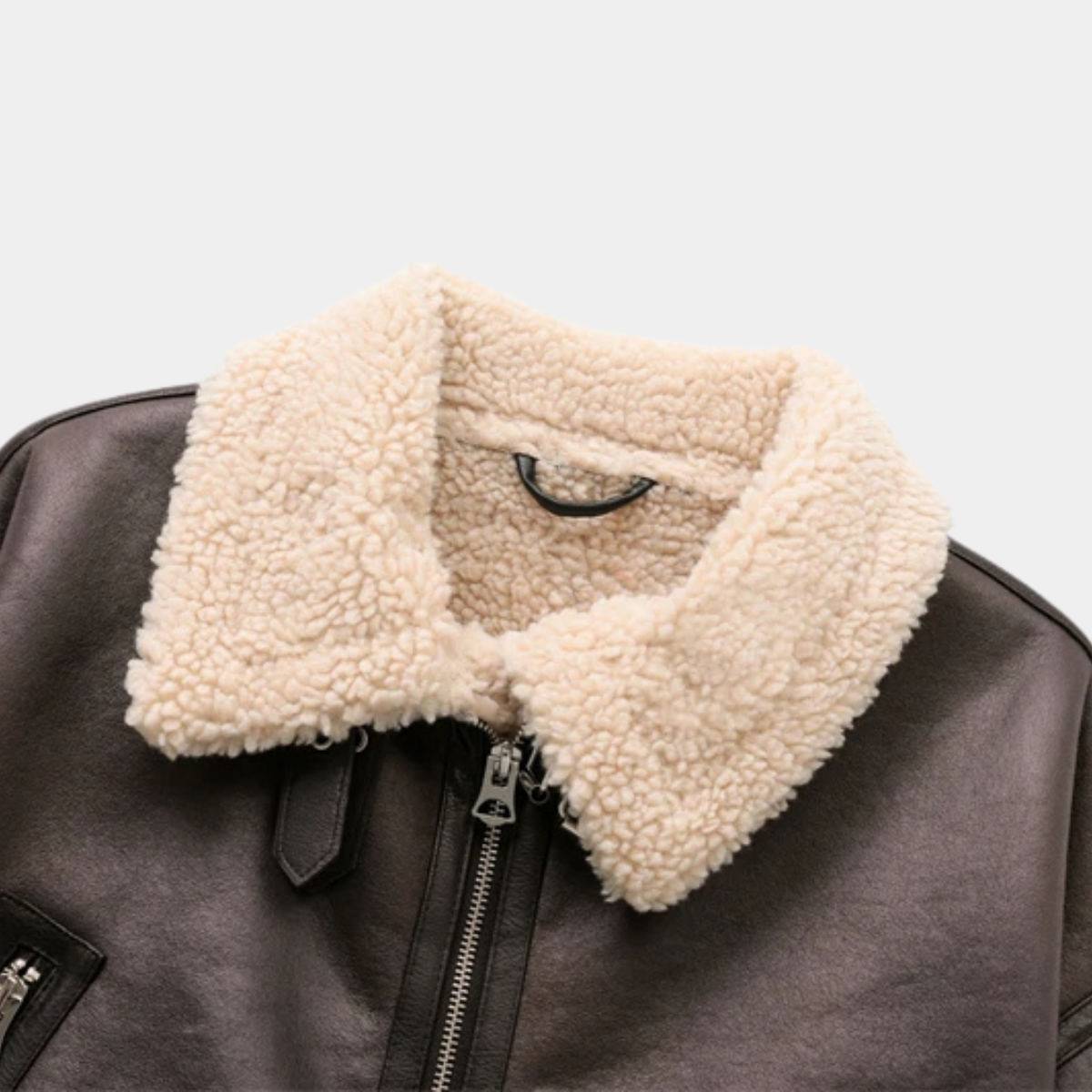 Cropped  Shearling Jacket – Faux Leather Winter Coat