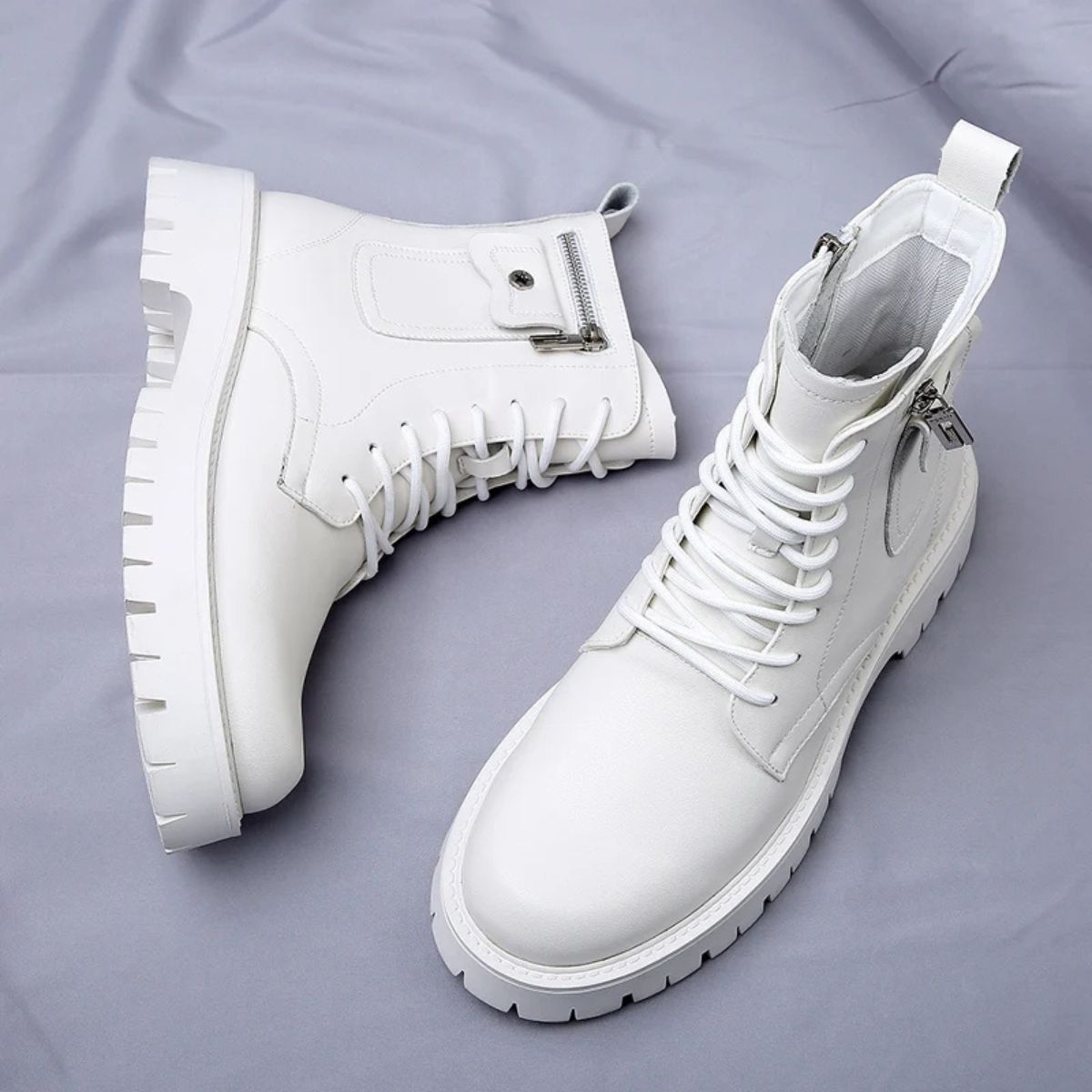 Leather Chealsea Boots – Lace Up Chunky Ankle Combat