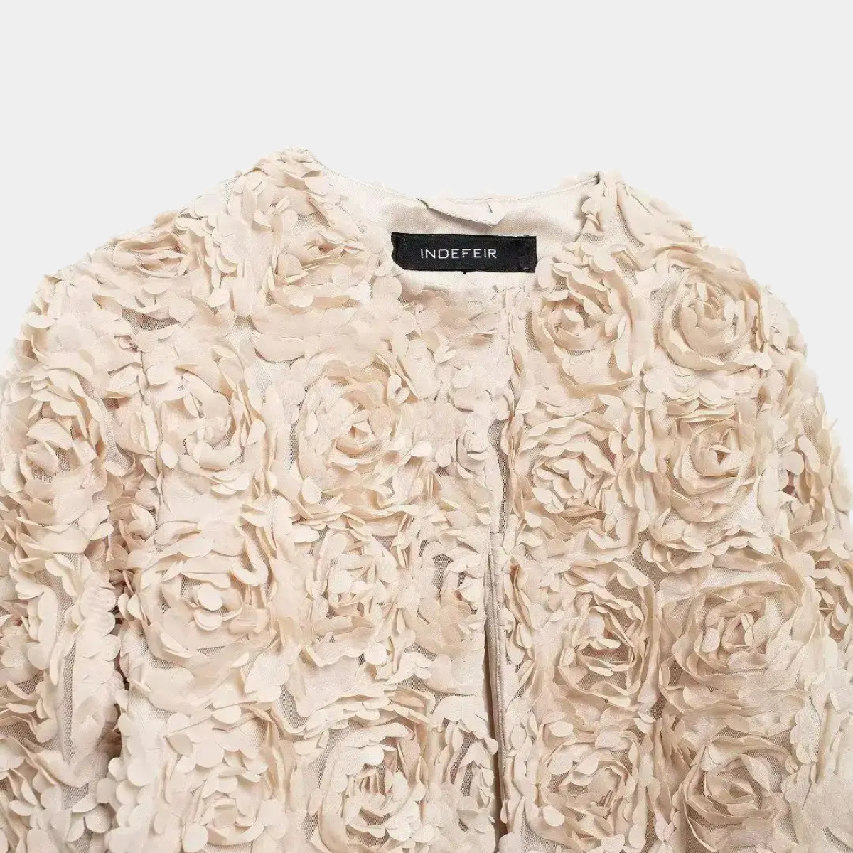 Chic Rose Cropped Jacket – Elegant Style