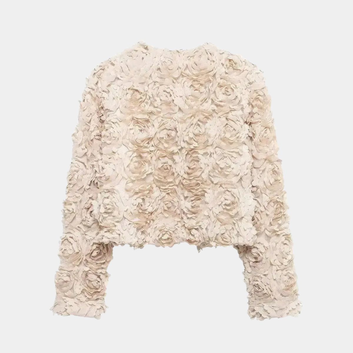 Chic Rose Cropped Jacket – Elegant Style