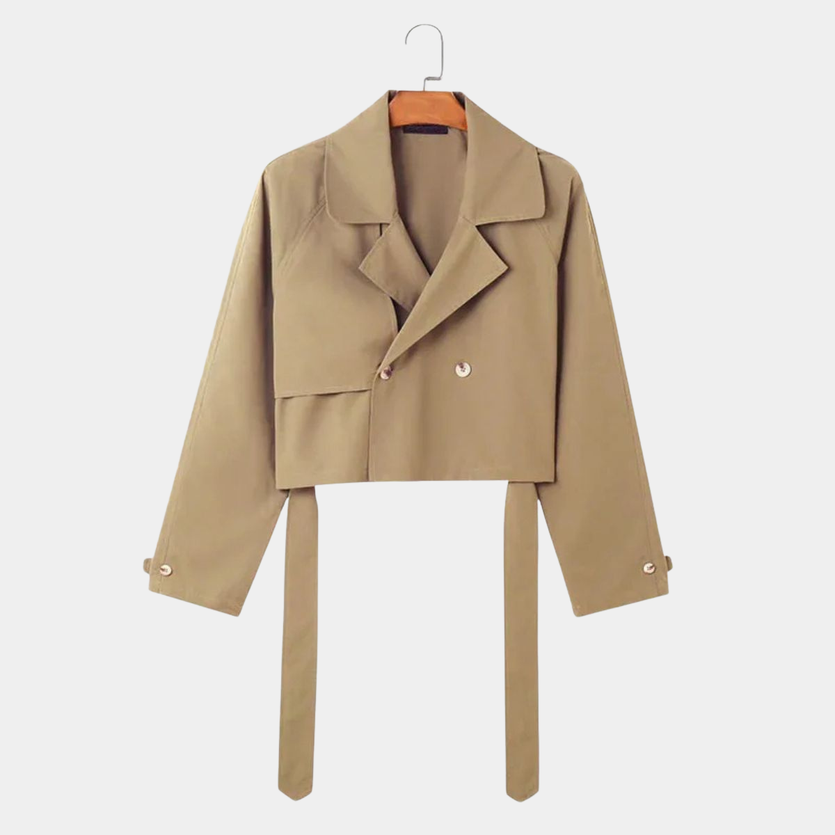 Cropped Trench Coat – Casual Streetwear Belted Coat for Men