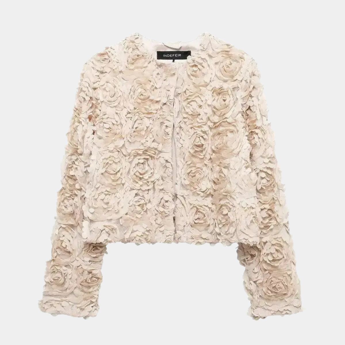 Chic Rose Cropped Jacket – Elegant Style