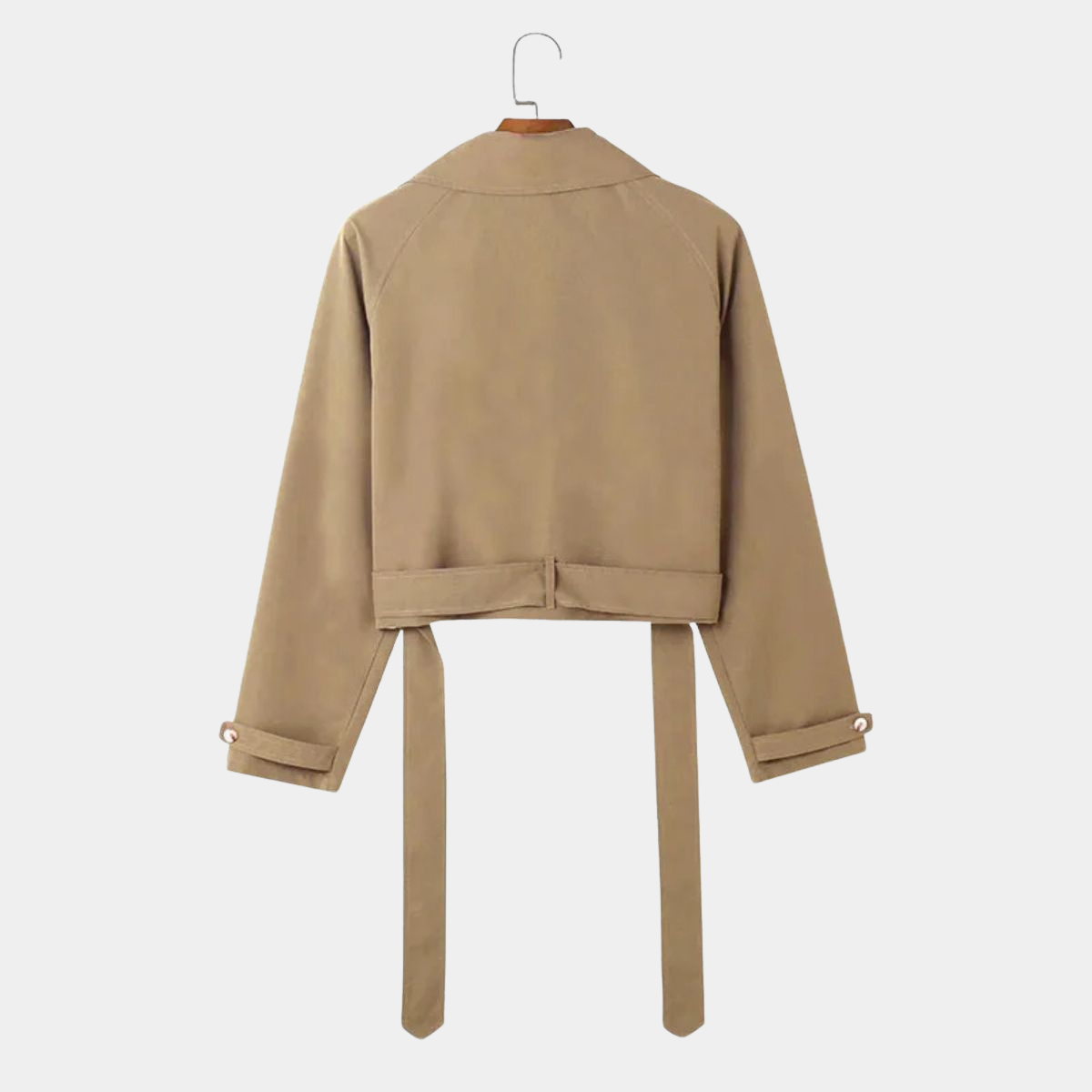 Cropped Trench Coat – Casual Streetwear Belted Coat for Men