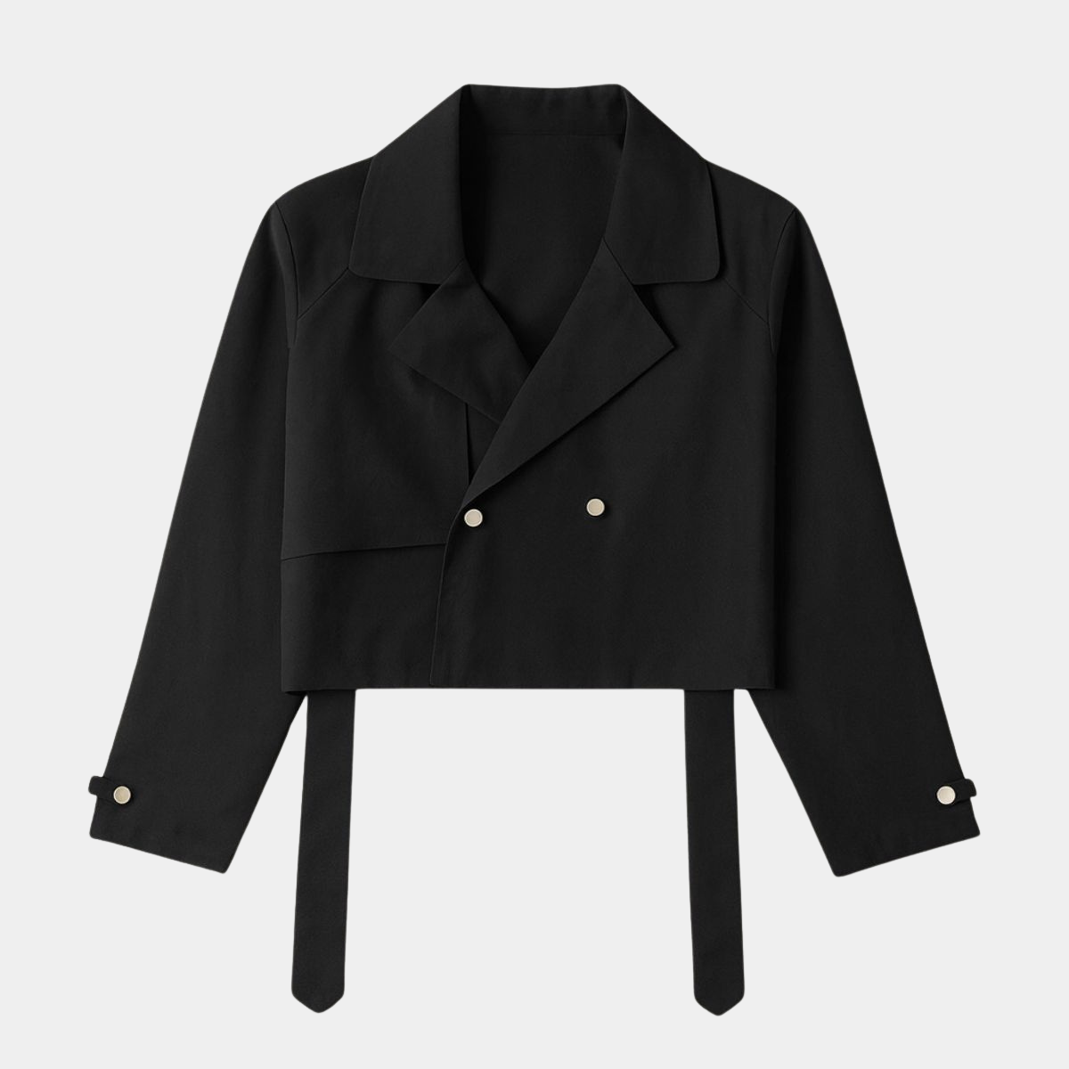 Cropped Trench Coat – Casual Streetwear Belted Coat for Men