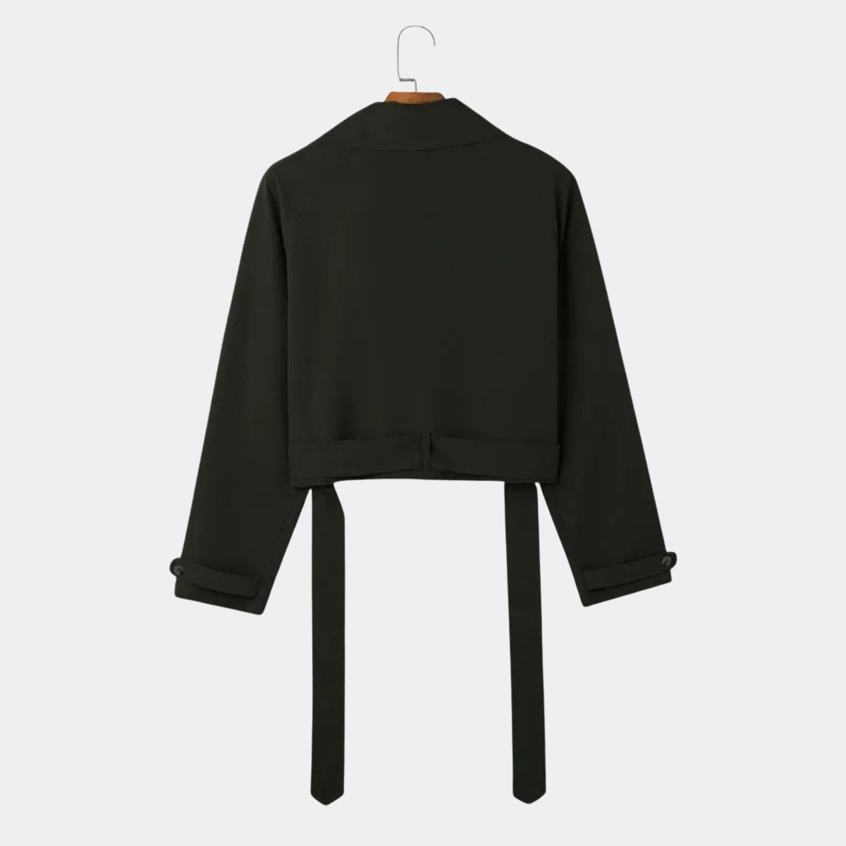 Cropped Trench Coat – Casual Streetwear Belted Coat for Men