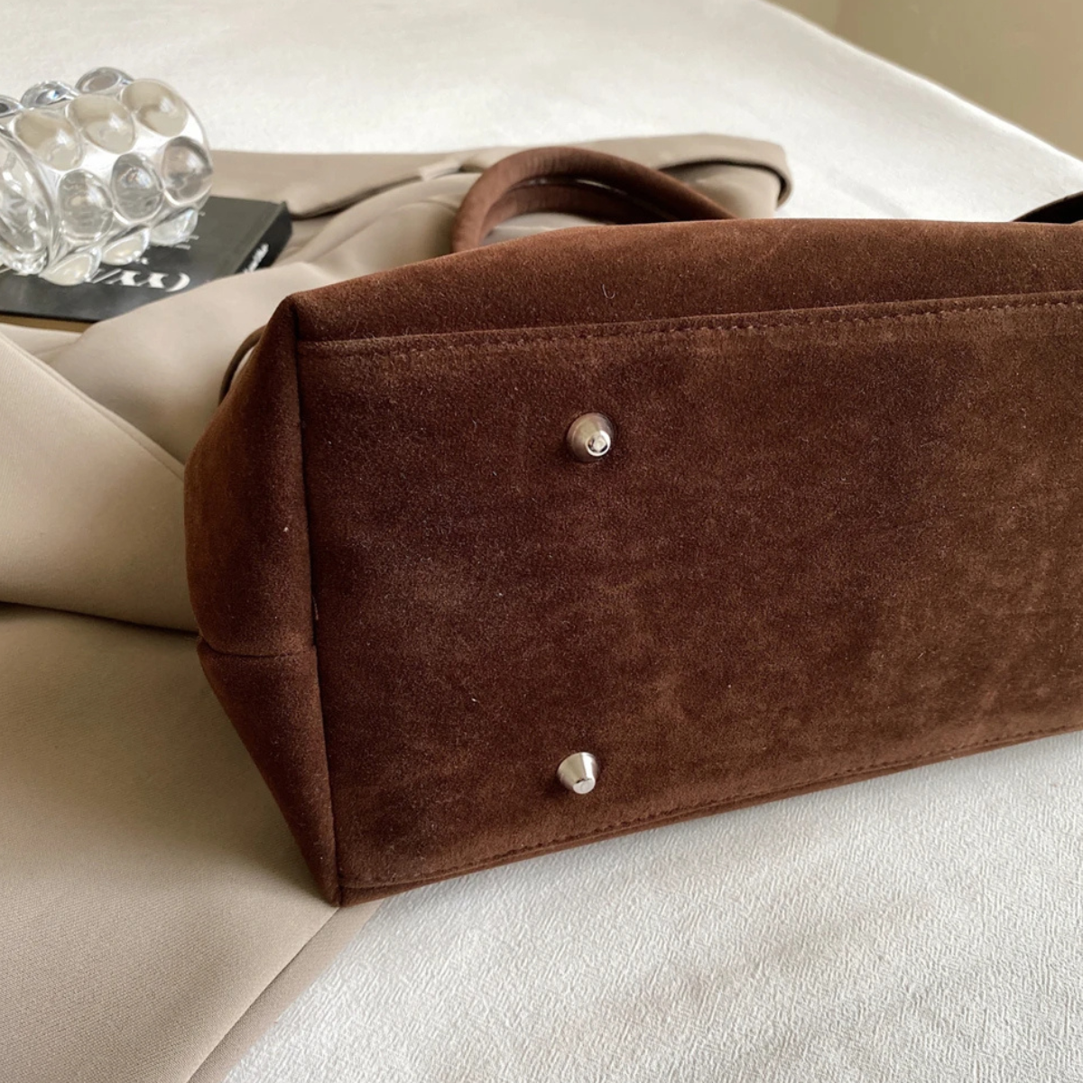 Suede Tote Bag – Large Handbag Shoulder Bag
