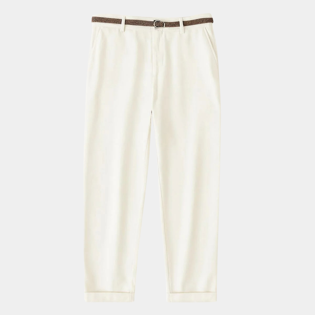 High Waist Tapered Trousers – Belted Pants with Side Pockets
