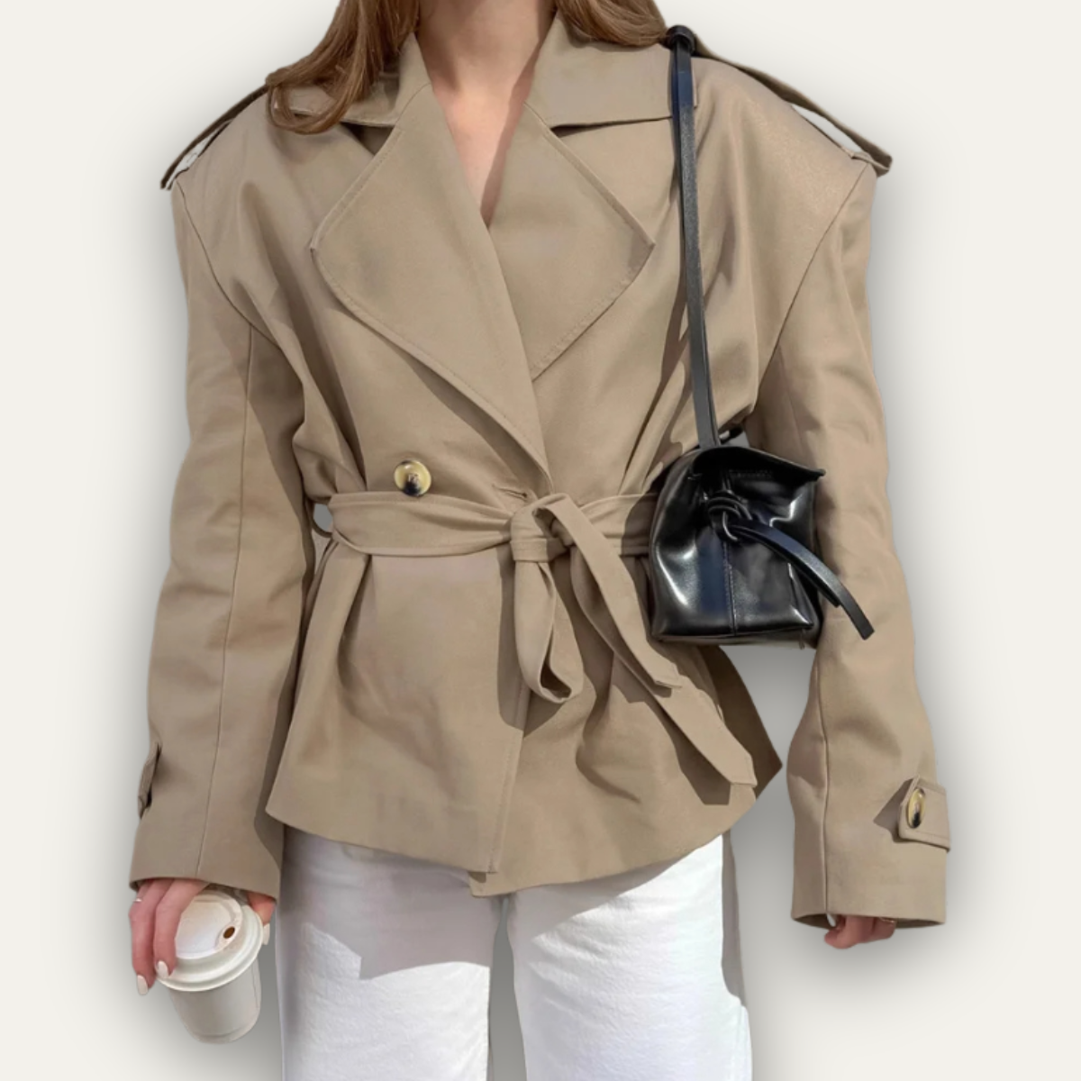 Belted Trench Coat – Classic Double Breasted Jacket