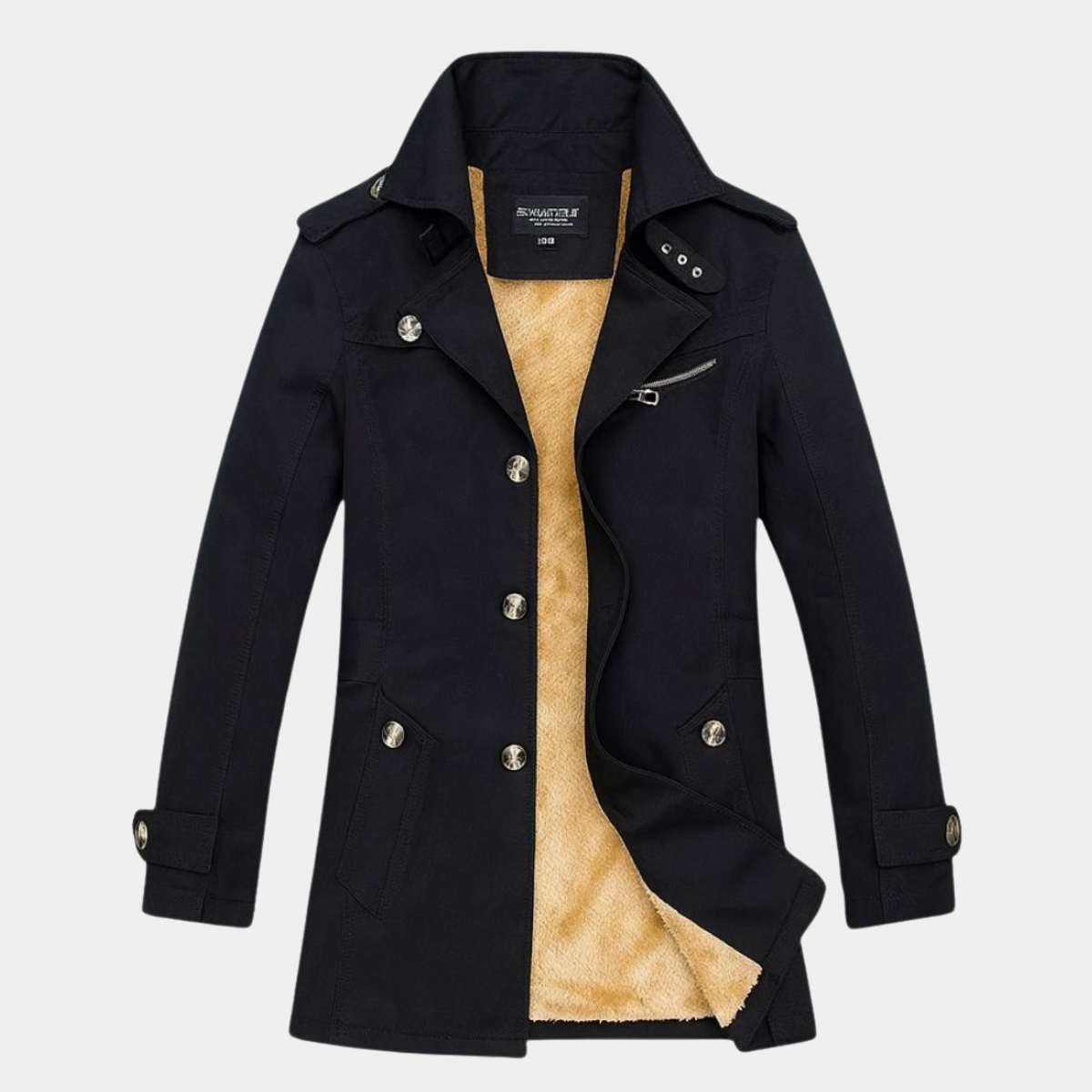 Winter Trench Coat for Men – Warm Fleece Lined